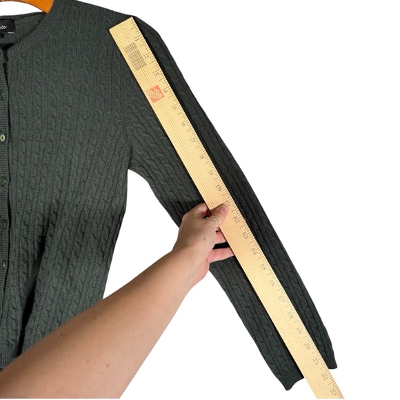 Walker Slater Dolly Wool Cashmere Cardigan Cable Knit Forest Green Preppy S - Picture 5 of 8
